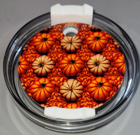 Crochet Fall Pumpkins MDF Tumbler Topper
