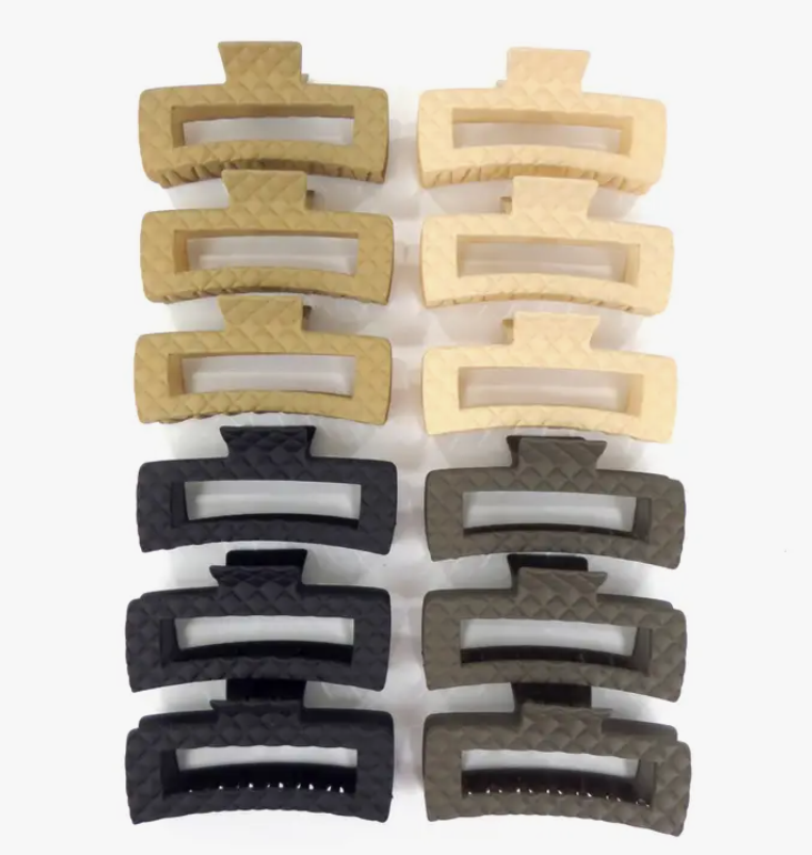 5 Inches Jumbo Quilted Square Claw Clip