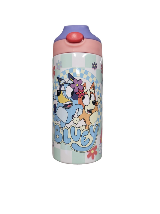 Flowers and rainbows Bluey Flip Top Tumbler