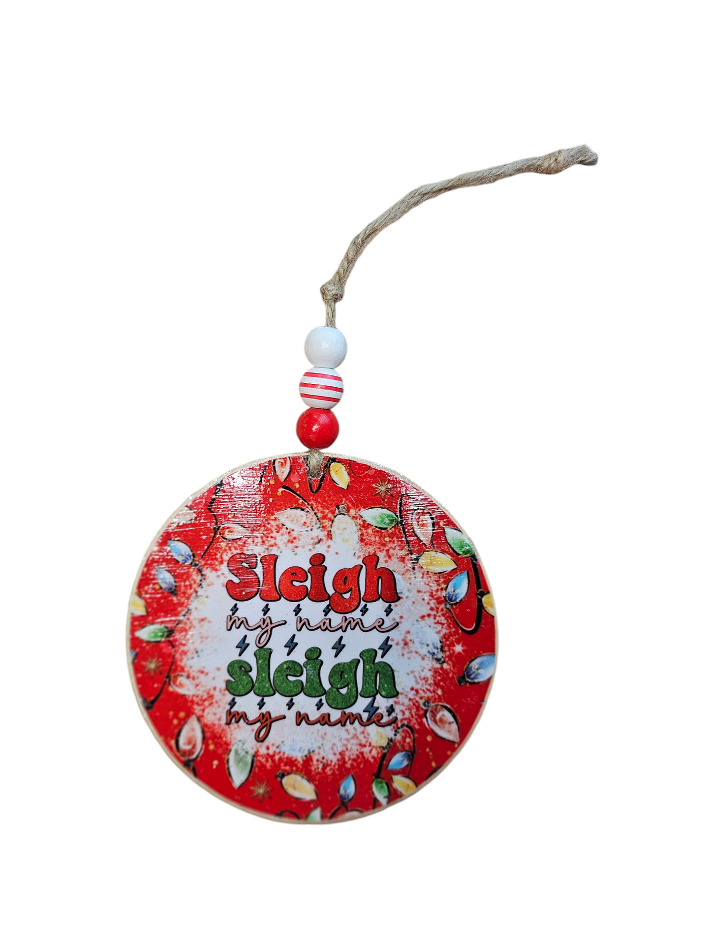 Beaded Sleigh My Name Sleigh My Name Wood Ornament