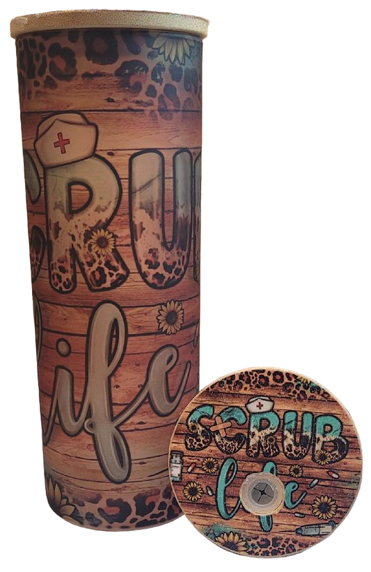 Western Leopard Scrub Life 25 oz Libby Glass Tumbler