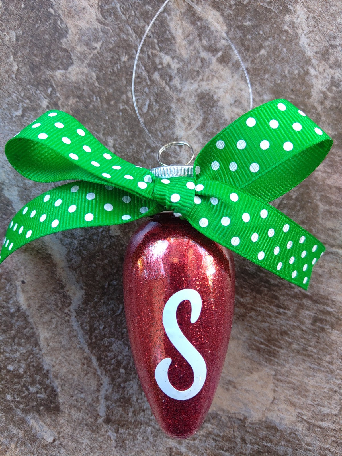 Red Glitter Light Bulb Ornament
