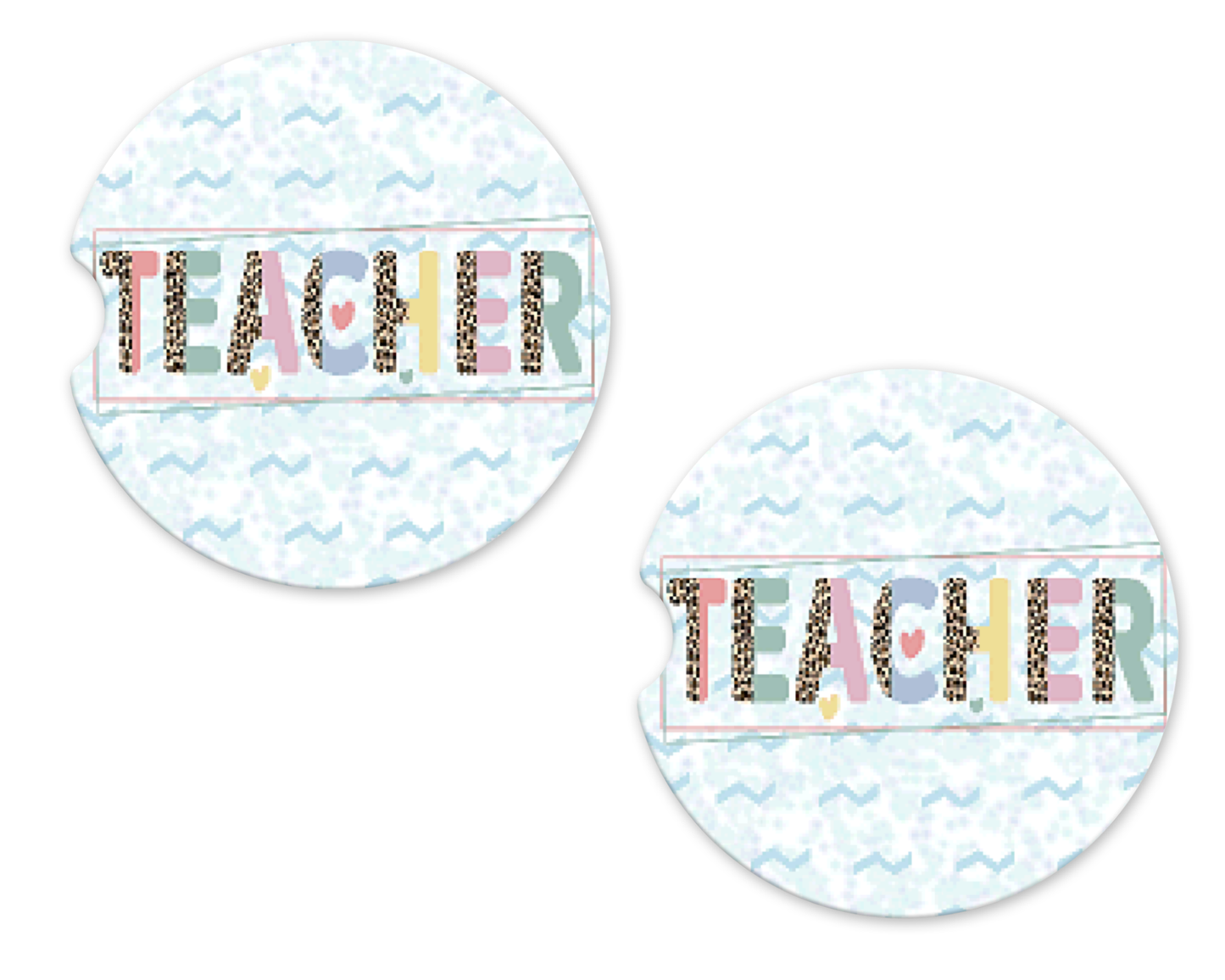 Leopard & Color TEACHER Wave Pattern Car Coasters
