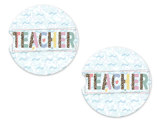 Leopard & Color TEACHER Wave Pattern Car Coasters