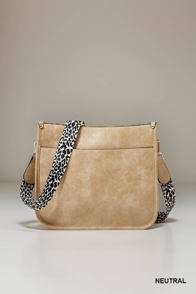Vegan Leather Leopard Strap Crossbody Shoulder Bag