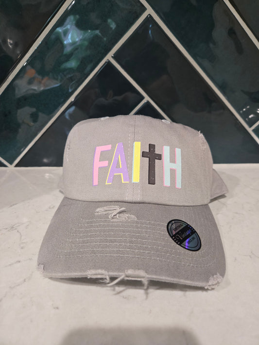 DTF Multi Color Faith Vintage Baseball Cap
