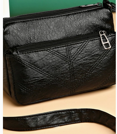 Soft Leather Square Messenger Handbag