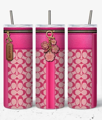 20 oz  Hot Pink Coach Signature Skinny Tumbler