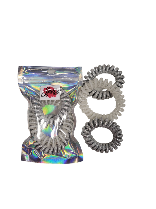 Set of 3 Silver &White  Hair Cords