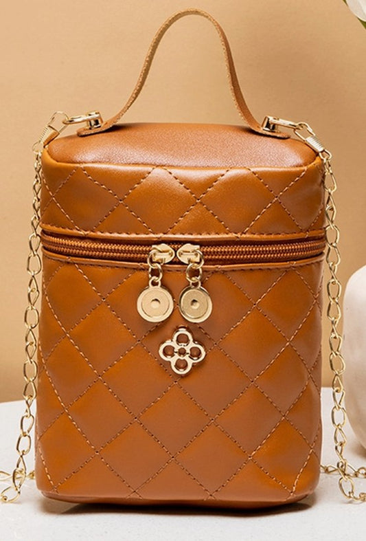 Mini Bucket Bag with Gold Chain Strap