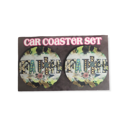 Western Marquee Faith Car Coasters