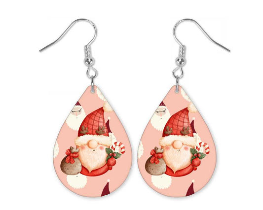 Pink Retro Santa Christmas Earrings