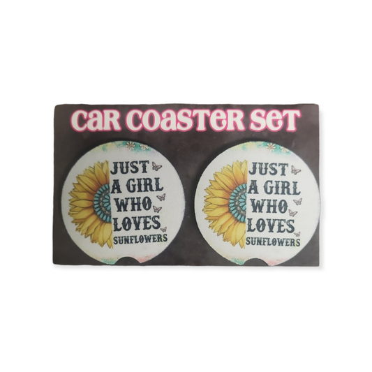 Just A Girl Who Loves Sunflowers Car Coasters