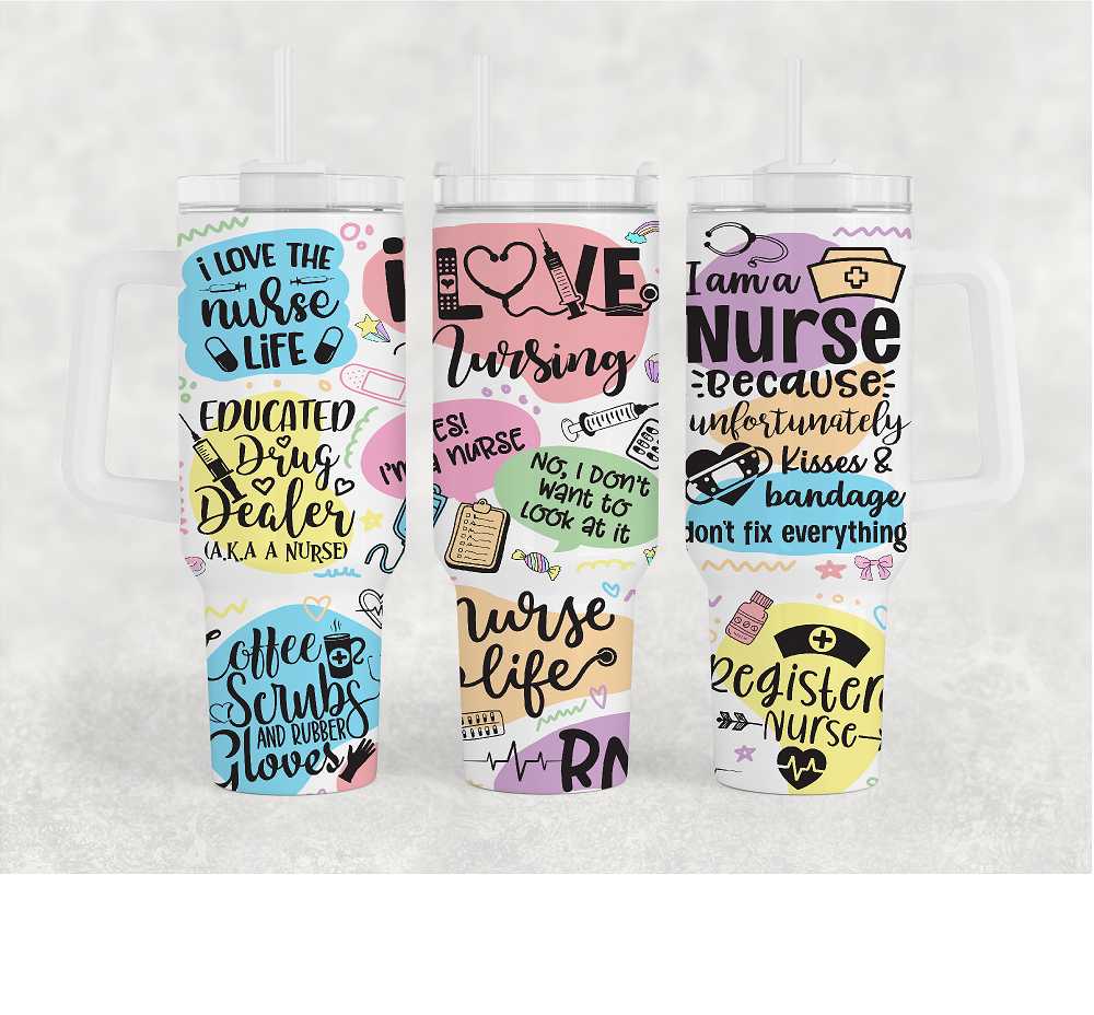 I Love Nursing 40oz. Tumbler with Handle