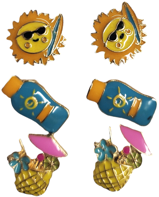 Sun Lover Set of 3 Novelty Earrings