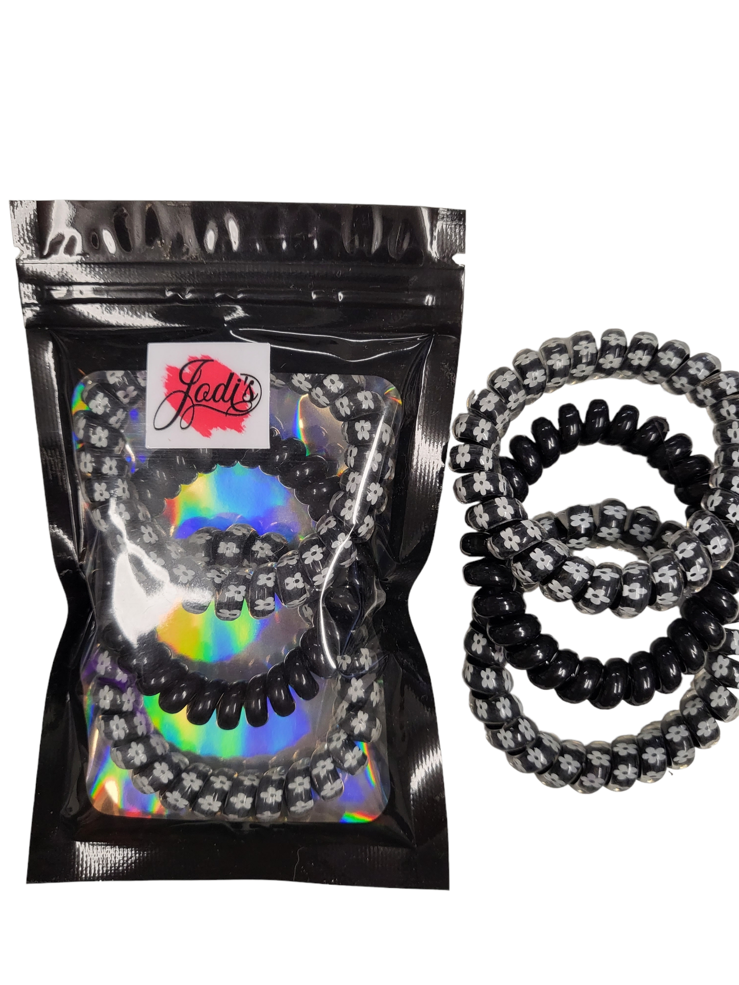 Blk& White Flower with Solid Hair Cords