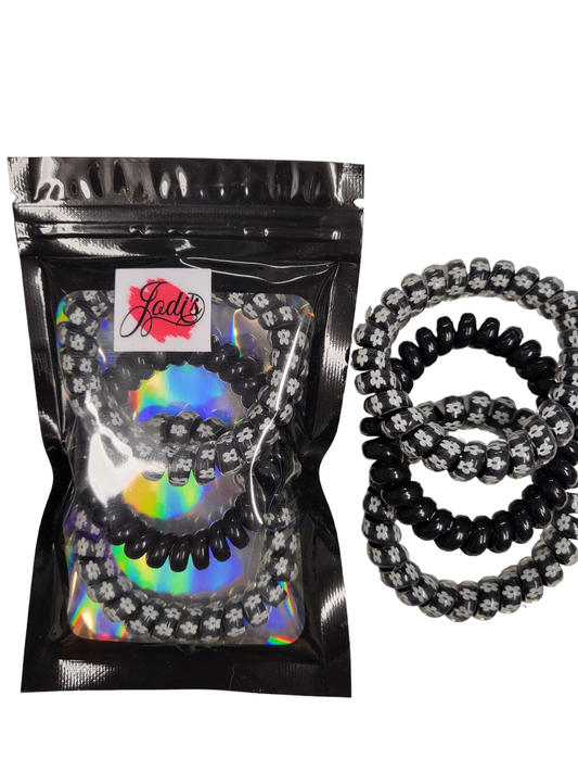 Blk& White Flower with Solid Hair Cords