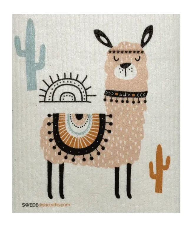 Swedish Dishcloth Pink Llama