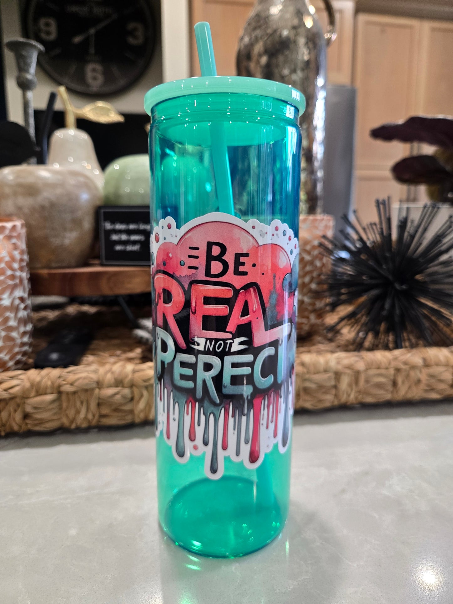 20 Oz. Colored Skinny Glass with Straw w/Sarcastic Quotes