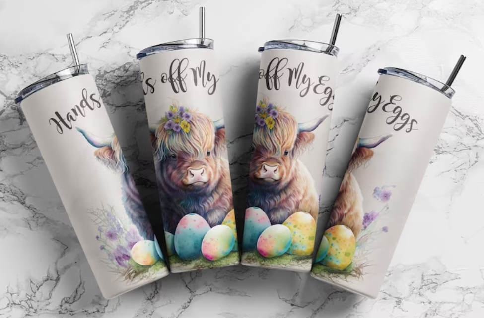 20 oz  Hands off My Eggs Skinny Tumbler