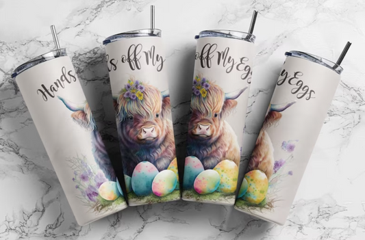 20 oz  Hands off My Eggs Skinny Tumbler