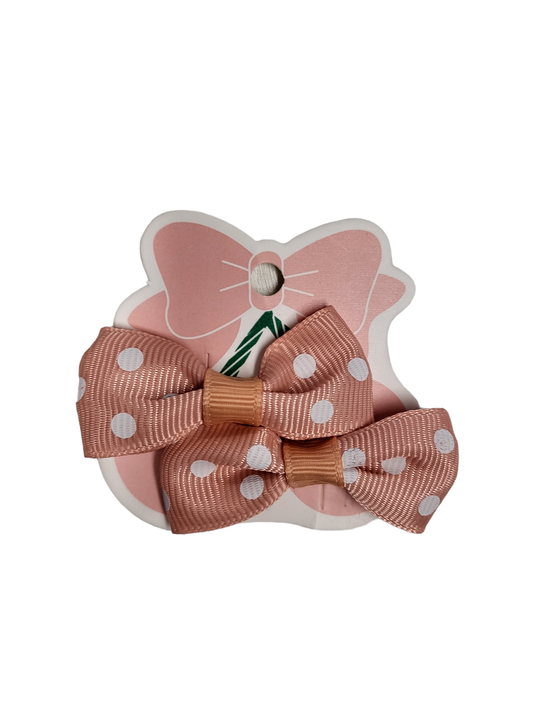 2 PC Mini Peach & White Hair Bows