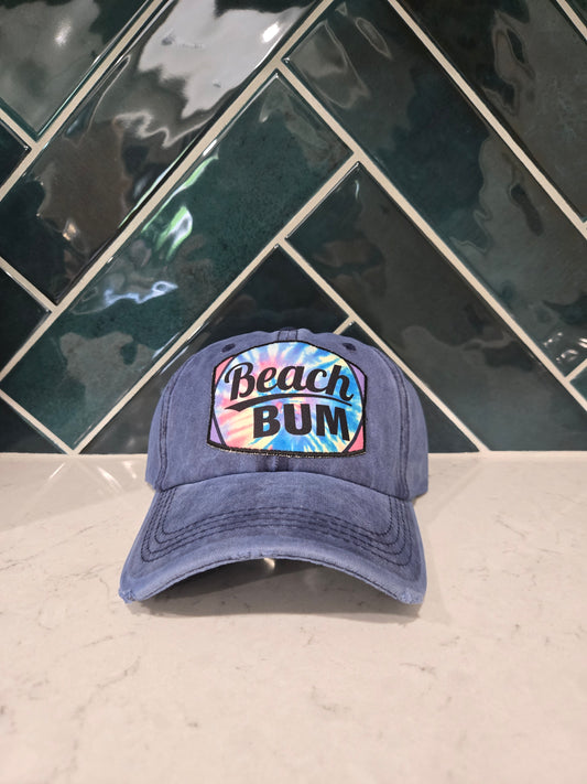 Tie Dye Beach Bum Patch Base Ball Cap