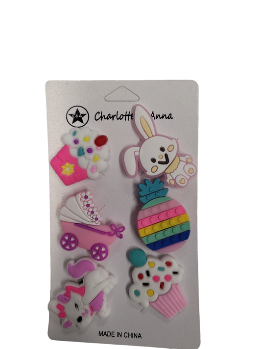 Set of  6  Cupcake Fun Croc Charms