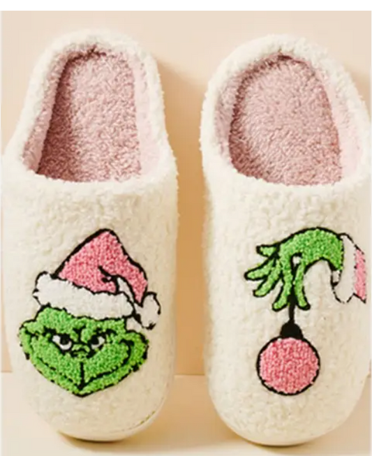 Christmas Green Monster Fuzzy Fleece Soft Slipper