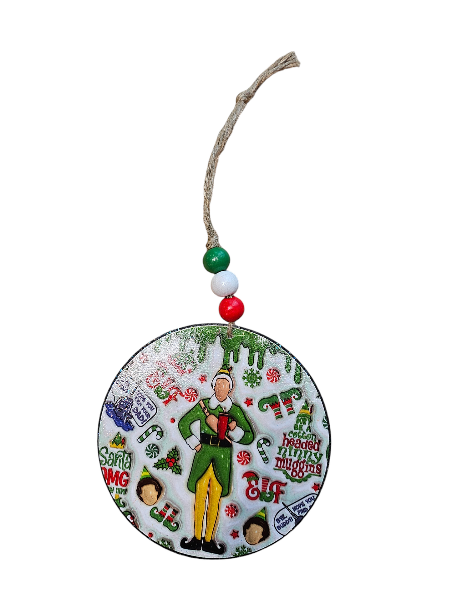 Beaded ELF Wood Ornament