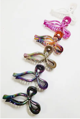 Glossy Effect Ribbon Hair Clip Claw