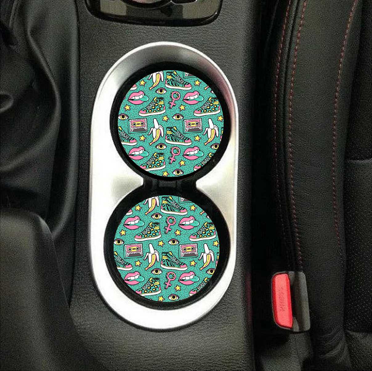 Old School Groovy Vibes Car Coasters