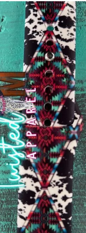 Cow Print & Colorful Aztec Watch Band