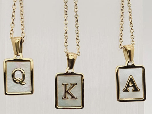 Square Initial 18K Gold-Plated Stainless Steel Necklace