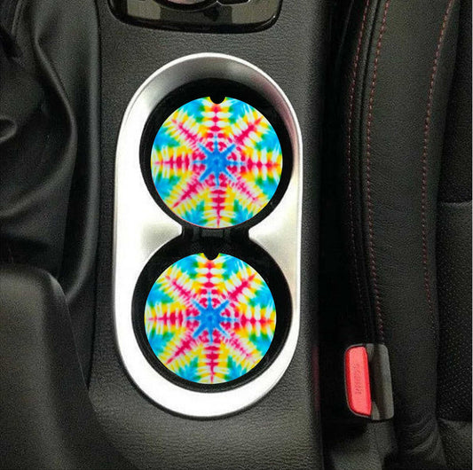 Star Tie Dye Car Coasters