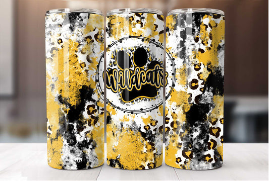 Wildcats Distressed Leopard Skinny Tumbler