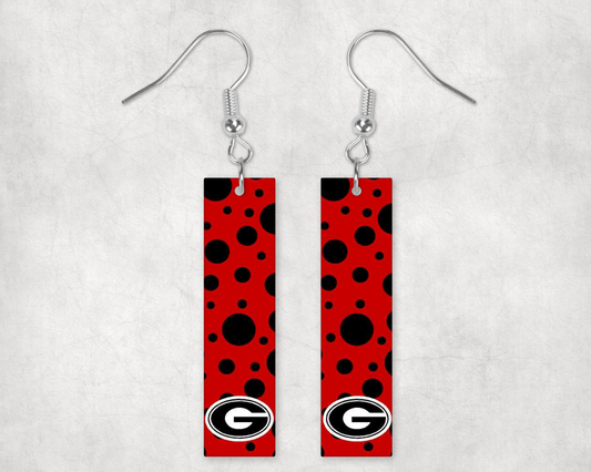 Sports Bar Earrings  Georgia Red Asst. Patterns