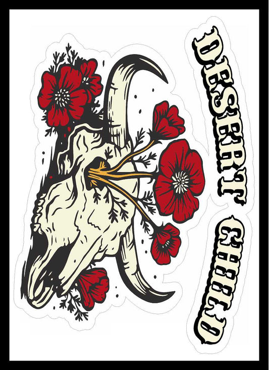 Floral Bull Skull Desert Child Vinyl Decal