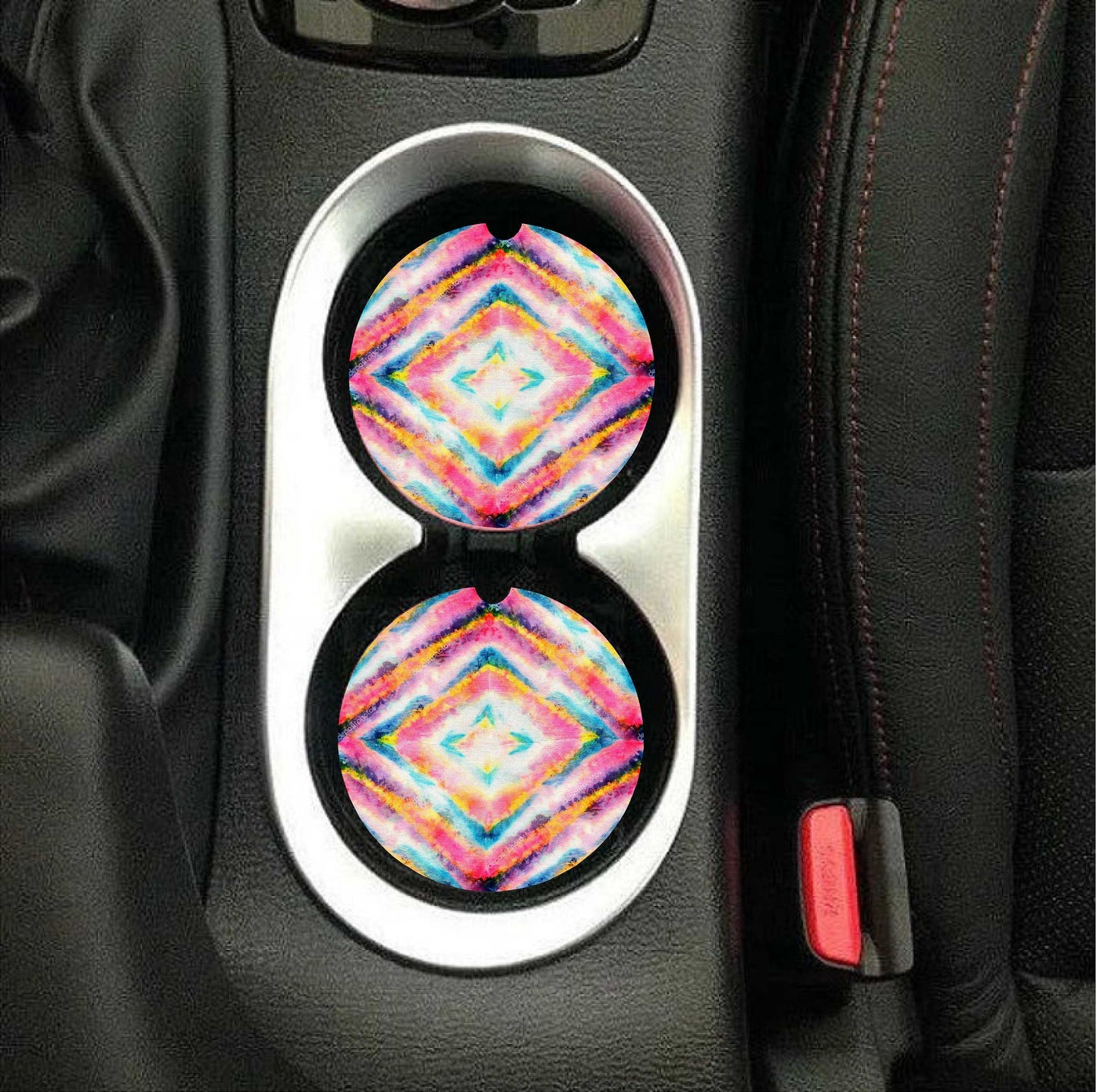 Diamond Tie Dye Car Coasters