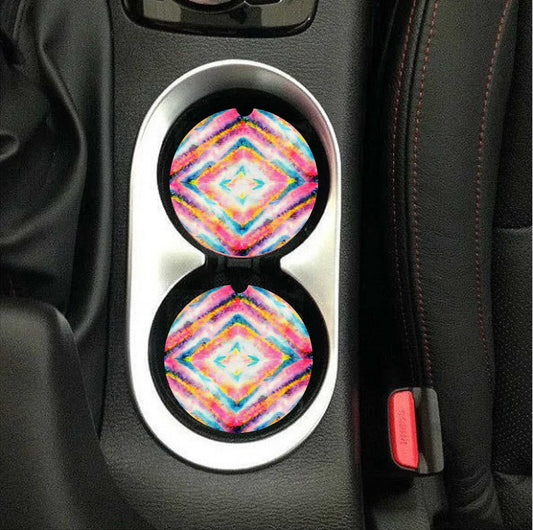 Diamond Tie Dye Car Coasters