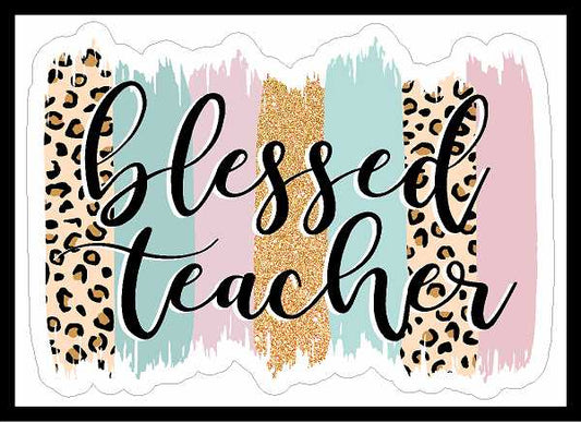 Animal Print Bright Strokes Blessed Teacher Decal