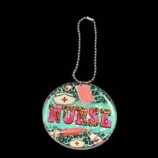 Turquoise Leopard White Flossie Nurse Car Charm