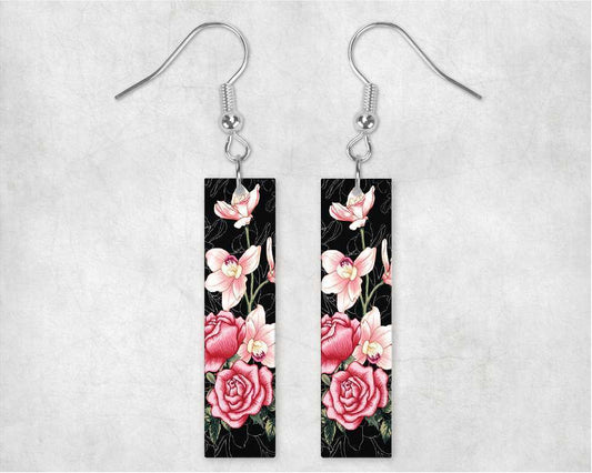 Dramatic Rose Bar Earrings