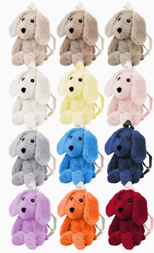Kids Puppy Dog Fluffy Fuzzy Faux Fur Backpack