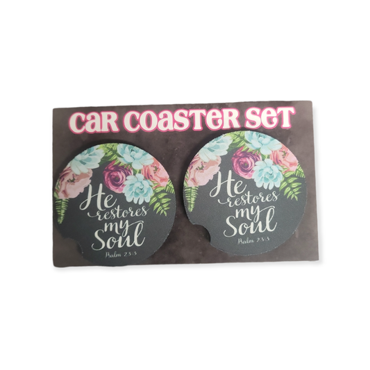 He Restores My Soul Car Coasters