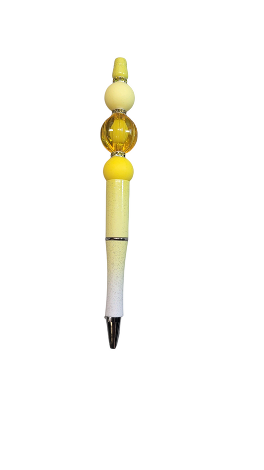 Crystal and Assorted Yellow Beaded Ombre Pen