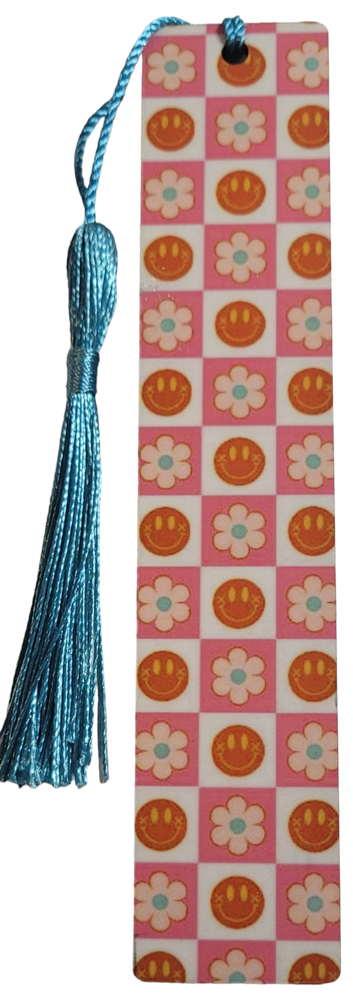 Two Sided Daisy and Smiley Checkerboard Bookmark