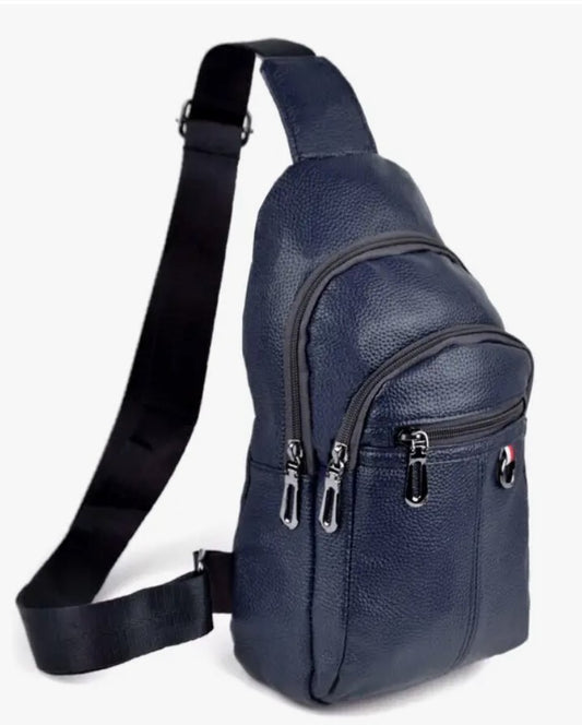 Synthetic Leather Crossbody Sling-Navy