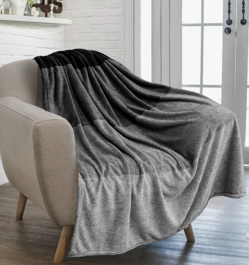 Black Gradient Ombre Fleece Blanket 50" x 60"