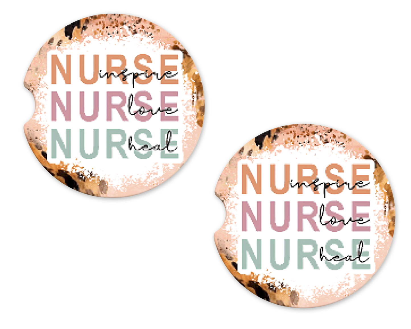Inspire  Love Heal Repeat Nurse Car Coasters